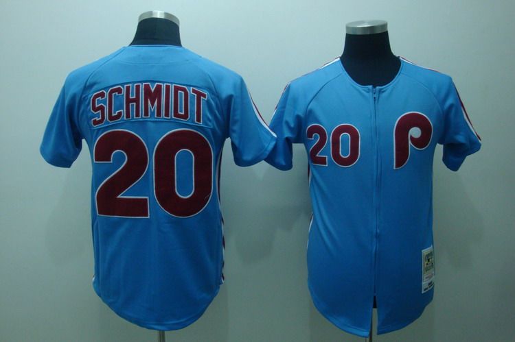 Custom Fan-Made Mike Schmidt Philadelphia Phillies #20 Blue Throwback Baseball Jersey