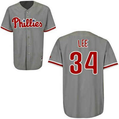 Custom Fan-Made Cliff Lee Philadelphia Phillies #34 Grey Baseball Jersey