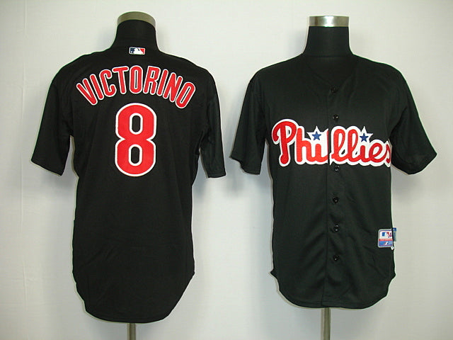Custom Fan-Made Shane Victorino Philadelphia Phillies #8 Black Baseball Jersey