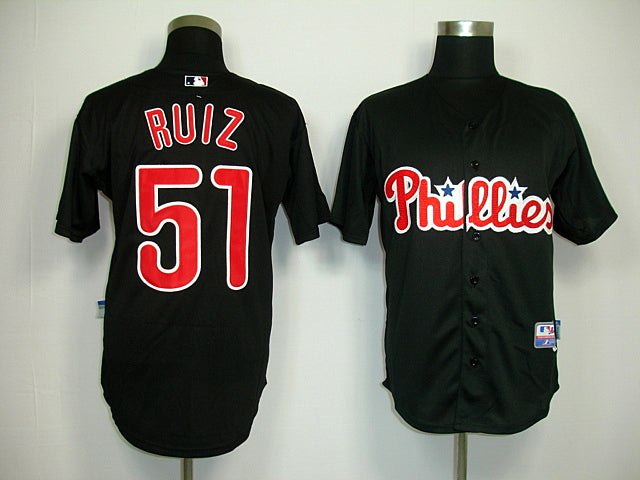 Custom Fan-Made Carlos Ruiz Philadelphia Phillies #51 Black Baseball Jersey