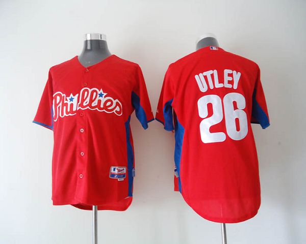 Custom Fan-Made Chase Utley BP Philadelphia Phillies #26 Red 2011 Baseball Jersey