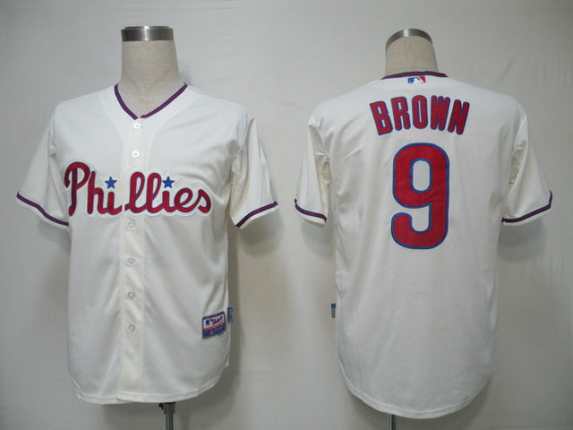 Custom Fan-Made Domoic Cream Philadelphia Phillies #9 Baseball Jersey