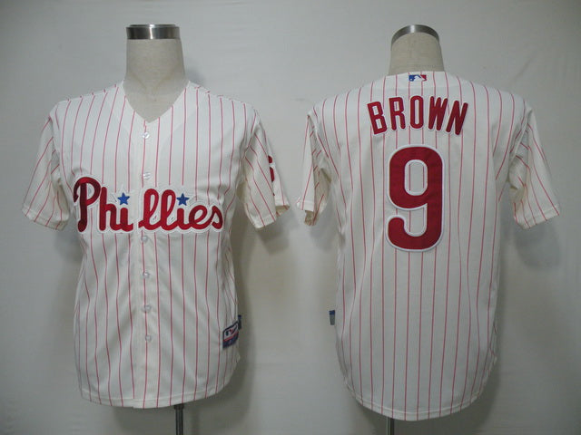 Custom Fan-Made Domoic Brown Red Philadelphia Phillies #9 Red Baseball Jersey