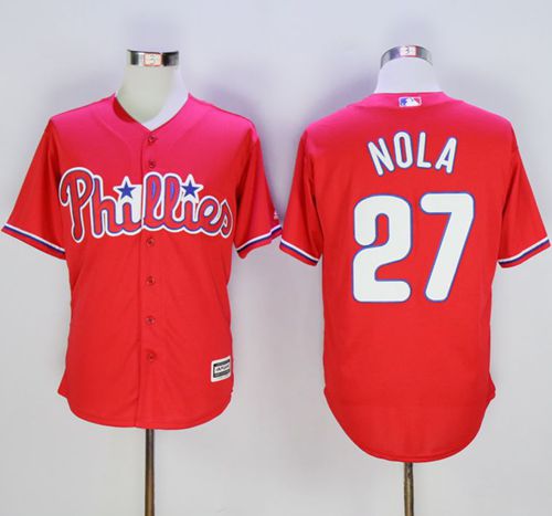 Custom Fan-Made Aaron Nola Philadelphia Phillies #27 Red Baseball Jersey