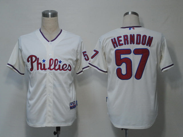 Custom Fan-Made David Herndon Philadelphia Phillies #57 Baseball Jersey