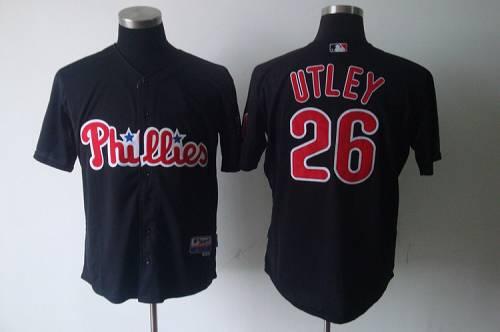Custom Fan-Made Chase Utley Philadelphia Phillies #26 Black Baseball Jersey