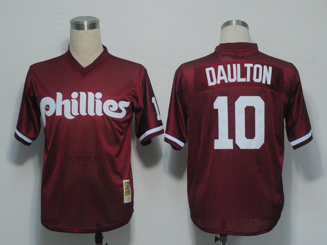 Custom Fan-Made Darren Daulton Philadelphia Phillies #10 Red 1991 Baseball Jersey