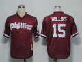 Custom Fan-Made Dave Hollins Philadelphia Phillies #15 Red 1991 Baseball Jersey
