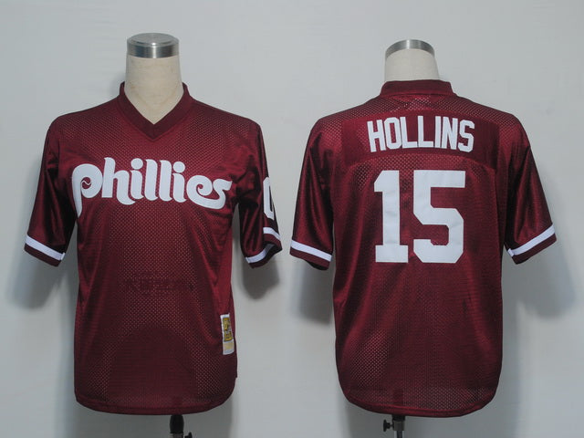Custom Fan-Made Dave Hollins Philadelphia Phillies #15 Red 1991 Baseball Jersey