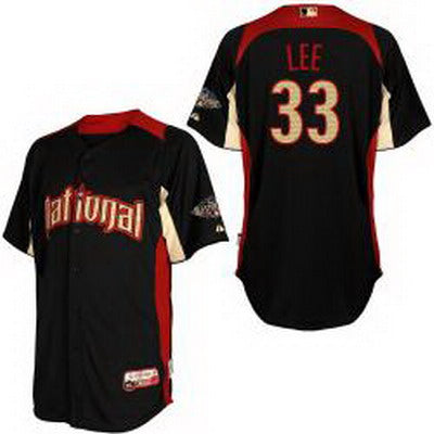 Custom Fan-Made Cliff Lee Nation BP Philadelphia Phillies #33 Black 2011 All-Star Edition Baseball Jersey