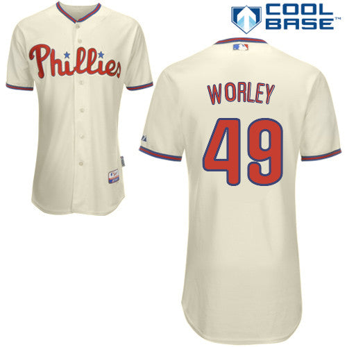Custom Fan-Made Vance Worley Philadelphia Phillies #49 Baseball Jersey