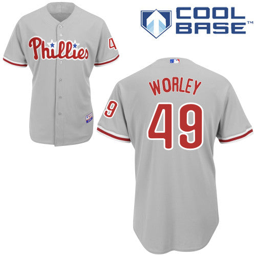 Custom Fan-Made Vance Worley Philadelphia Phillies #49 Grey Baseball Jersey