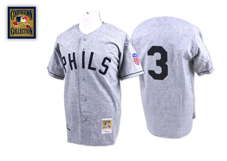 Custom Fan-Made Chuck Klein Philadelphia Phillies #3 Grey 1942 Baseball Jersey