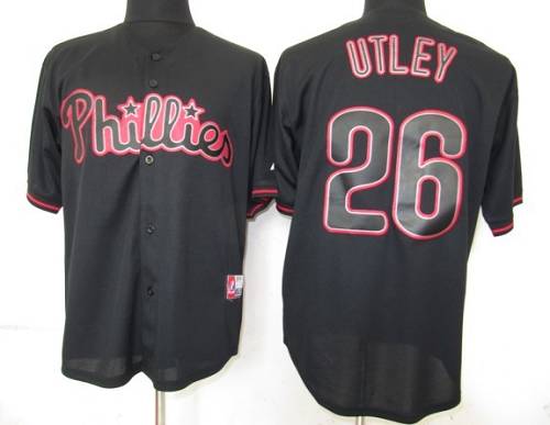 Custom Fan-Made Chase Utley Philadelphia Phillies #26 Black Baseball Jersey