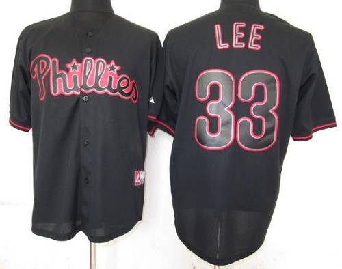 Custom Fan-Made Cliff Lee Philadelphia Phillies #33 Black Baseball Jersey