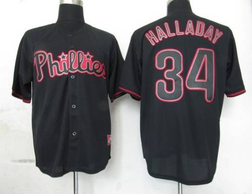 Custom Fan-Made Roy Halladay Philadelphia Phillies #34 Black Baseball Jersey