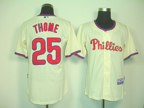 Custom Fan-Made Jim Thome Philadelphia Phillies #25 Baseball Jersey