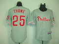 Custom Fan-Made Jim Thome Philadelphia Phillies #25 Grey Baseball Jersey