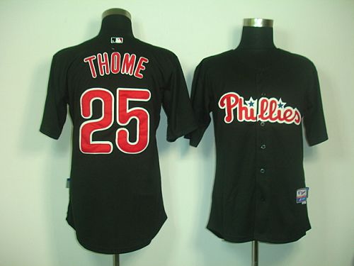 Custom Fan-Made Jim Thome Philadelphia Phillies #25 Black Baseball Jersey