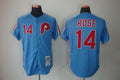 Custom Fan-Made Rose Philadelphia Phillies #14 Blue Throwback Baseball Jersey