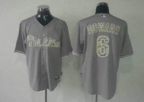 Custom Fan-Made Ryan Howard Philadelphia Phillies #6 Grey USMC Baseball Jersey