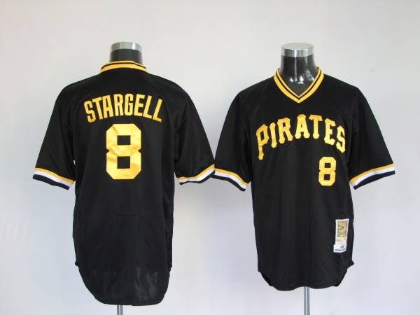 Custom Fan-Made Willie Stargell Pittsburgh Pirates #8 Black Throwback Baseball Jersey
