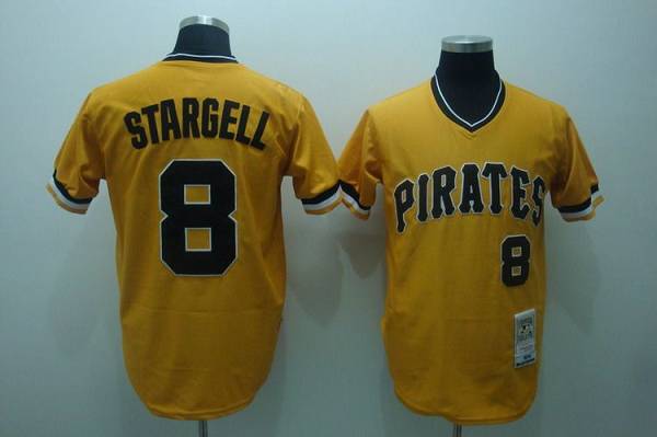 Custom Fan-Made Willie Stargell Pittsburgh Pirates #8 Yellow Throwback Baseball Jersey