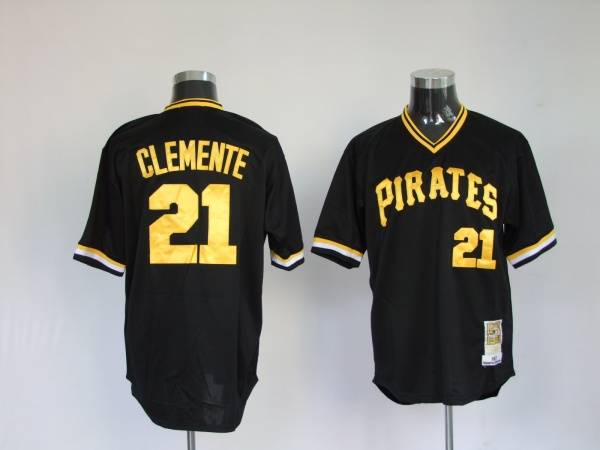 Custom Fan-Made Roberto Clemente Pittsburgh Pirates #21 Black Throwback Baseball Jersey