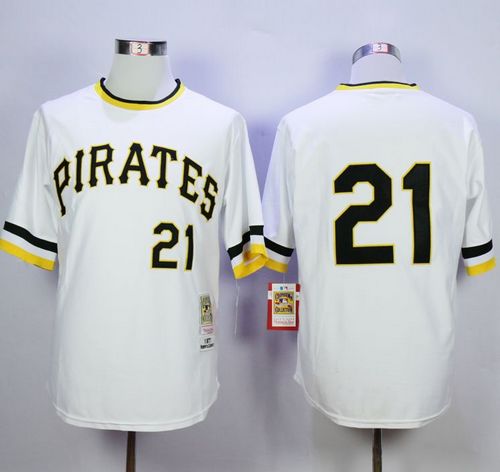Custom Fan-Made Roberto Clemente Pittsburgh Pirates #21 White Throwback Baseball Jersey