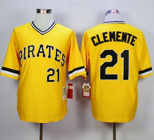 Custom Fan-Made Roberto Clemente Pittsburgh Pirates #21 Yellow 1971 Throwback Baseball Jersey