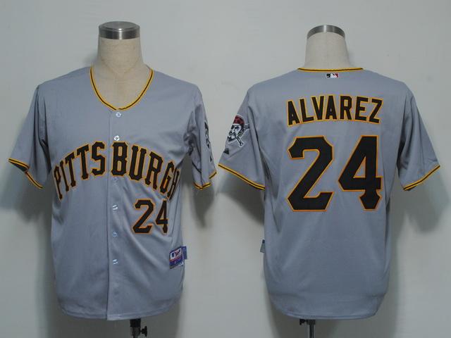 Custom Fan-Made Pedro Alvarez Pittsburgh Pirates #24 Grey Baseball Jersey