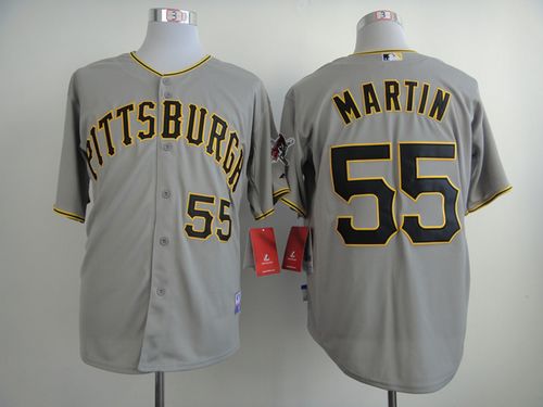 Custom Fan-Made Russell Martin Pittsburgh Pirates #55 Grey Baseball Jersey