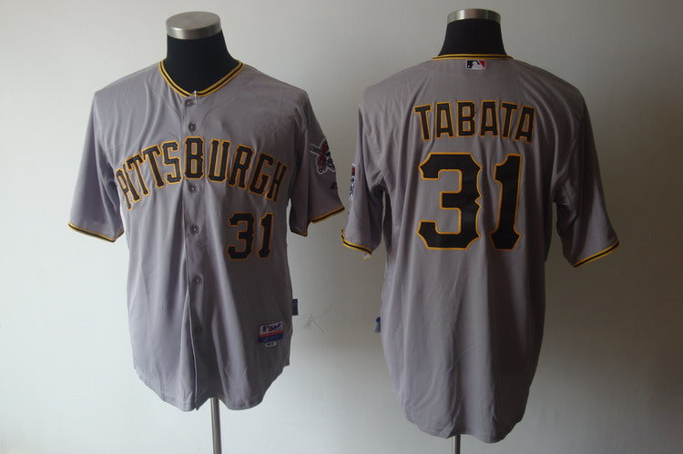 Custom Fan-Made Jose Tabata Pittsburgh Pirates #31 Grey Baseball Jersey
