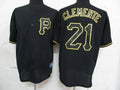Custom Fan-Made Roberto Clemente Pittsburgh Pirates #21 Black Baseball Jersey