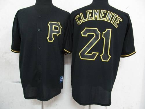 Custom Fan-Made Roberto Clemente Pittsburgh Pirates #21 Black Baseball Jersey