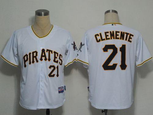 Custom Fan-Made Roberto Clemente Pittsburgh Pirates #21 White Baseball Jersey