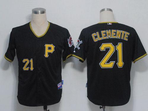 Custom Fan-Made Roberto Clemente Pittsburgh Pirates #21 Black Baseball Jersey