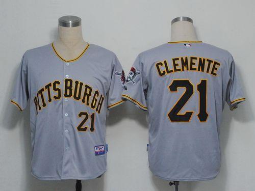 Custom Fan-Made Roberto Clemente Pittsburgh Pirates #21 Grey Baseball Jersey
