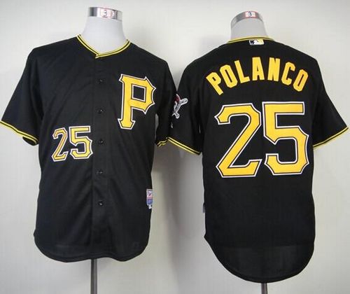 Custom Fan-Made Gregory Polanco Pittsburgh Pirates #25 Black Baseball Jersey