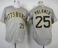 Custom Fan-Made Gregory Polanco Pittsburgh Pirates #25 Grey Baseball Jersey