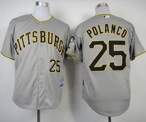 Custom Fan-Made Gregory Polanco Pittsburgh Pirates #25 Grey Baseball Jersey