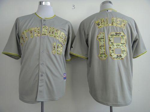 Custom Fan-Made Neil Walker Pittsburgh Pirates #18 Grey USMC Baseball Jersey