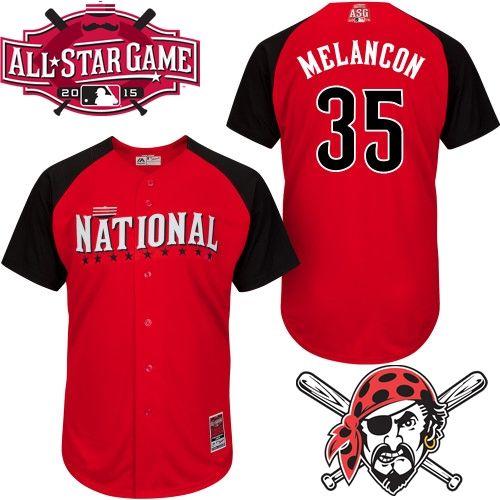 Custom Fan-Made Mark Melancon Pittsburgh Pirates #35 Red 2015 All-Star Edition Baseball Jersey