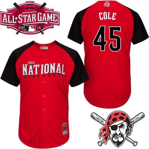 Custom Fan-Made Gerrit Cole Pittsburgh Pirates #45 Red 2015 All-Star Edition Baseball Jersey