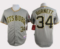Custom Fan-Made Burnett Pittsburgh Pirates #34 Grey Baseball Jersey