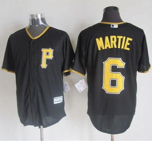 Custom Fan-Made Starling Marte Pittsburgh Pirates #6 Black Baseball Jersey