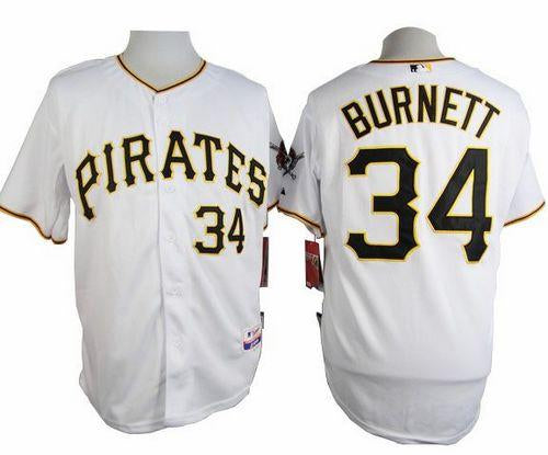 Custom Fan-Made Burnett Pittsburgh Pirates #34 White Baseball Jersey