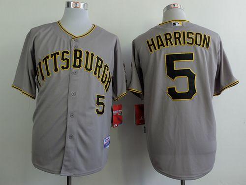 Custom Fan-Made Josh Harrison Pittsburgh Pirates #5 Grey Baseball Jersey