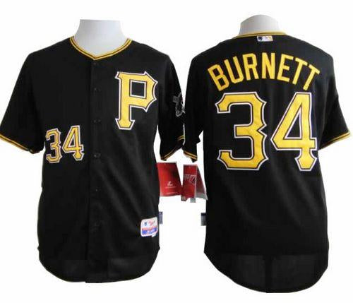 Custom Fan-Made Burnett Pittsburgh Pirates #34 Black Baseball Jersey