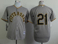 Custom Fan-Made Roberto Clemente Pittsburgh Pirates #21 Grey 1953 Throwback Turn Back Clock Edition Baseball Jersey